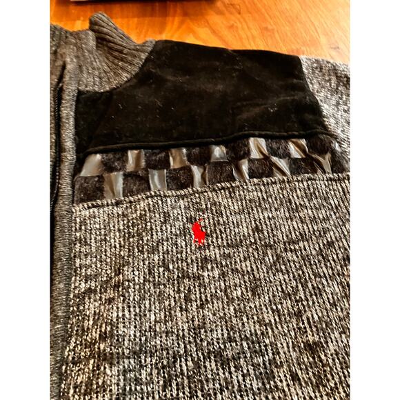POLO Ralph Lauren 2XL Men's Jacket Fleece Lined Faux Fur/Leather Black Gray - Picture 4 of 7
